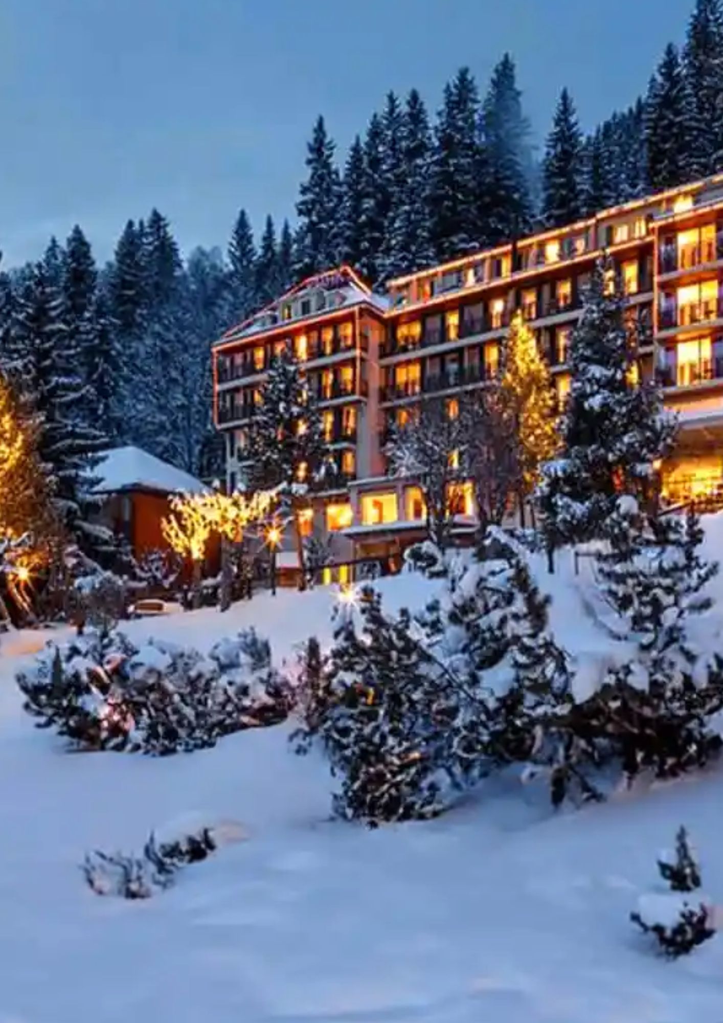 La façade de l'hôtel sous la neige © Beausite Park Hotel Wengen