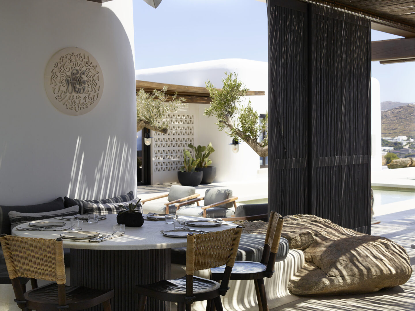 Le restaurant de l'hôtel 5 étoiles à Mykonos © Kalesma Mykonos